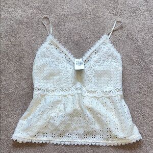 Abercrombie & Fitch Cream Lace Eyelet Tank Top Camisole NWT